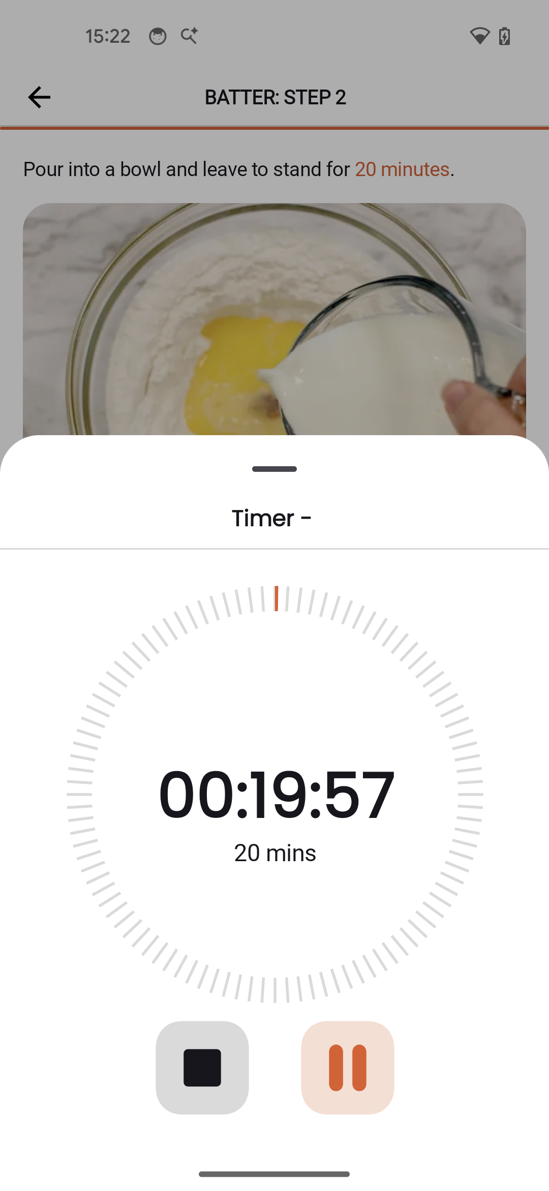 Timer running during cooking