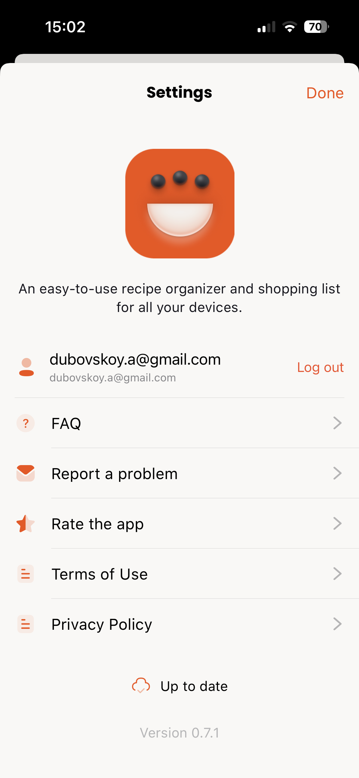 Settings with CookCloud account